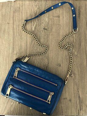 Rebecca Minkoff Blue Mini 5 Zip Crossbody Leather Bag